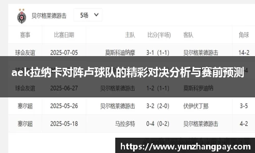 aek拉纳卡对阵卢球队的精彩对决分析与赛前预测
